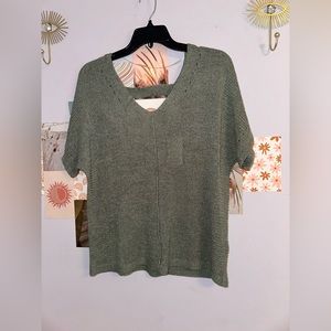 Apt. 9 Olive Green Open Knit Sweater Top NWT